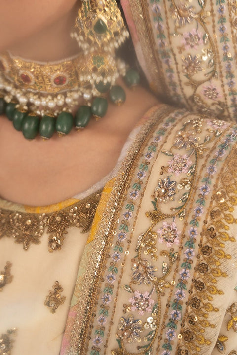 Fahad Hussayn E-Storepk Gharoli ivory / organza / Anarkali PARIDAN