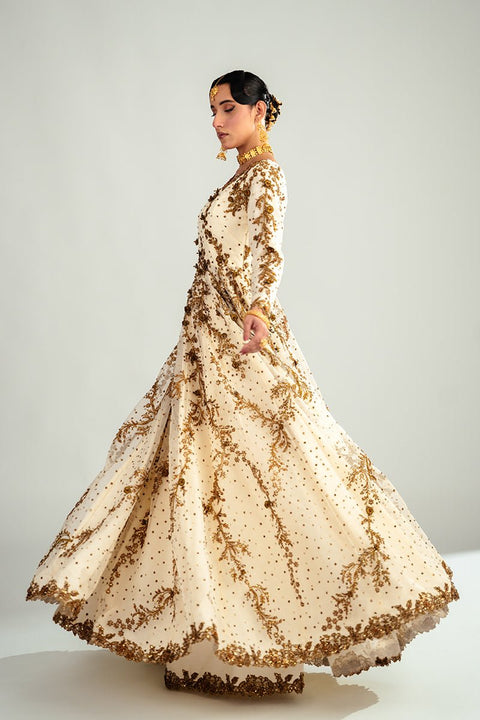Fahad Hussayn E-Storepk Gharoli off white / organza / Anarkali CHANAKPUR