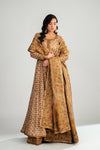 Fahad Hussayn E-Storepk Gharoli Rusted Gold / Silk / Open Jacket Anarkali KURMA
