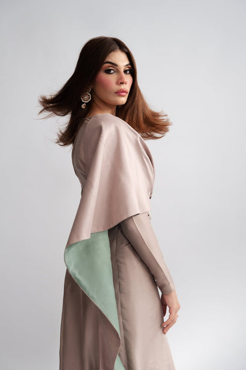 Fahad Hussayn E-Storepk Icon with Amna Babar Beige / Silk / Western SHASTRA