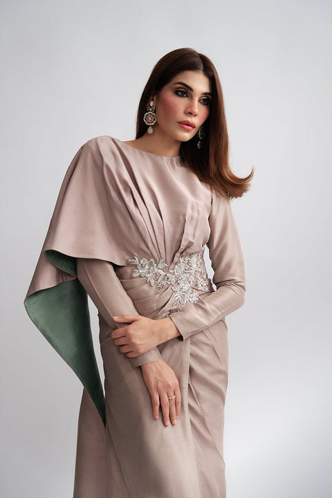 Fahad Hussayn E-Storepk Icon with Amna Babar Beige / Silk / Western SHASTRA