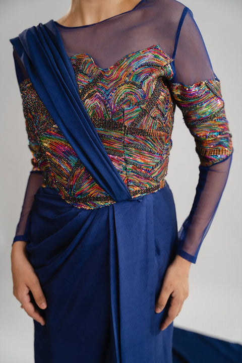 Fahad Hussayn E-Storepk Icon with Amna Babar Blue / Silk / Western AVILA