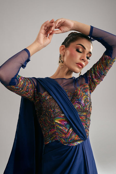 Fahad Hussayn E-Storepk Icon with Amna Babar Blue / Silk / Western AVILA