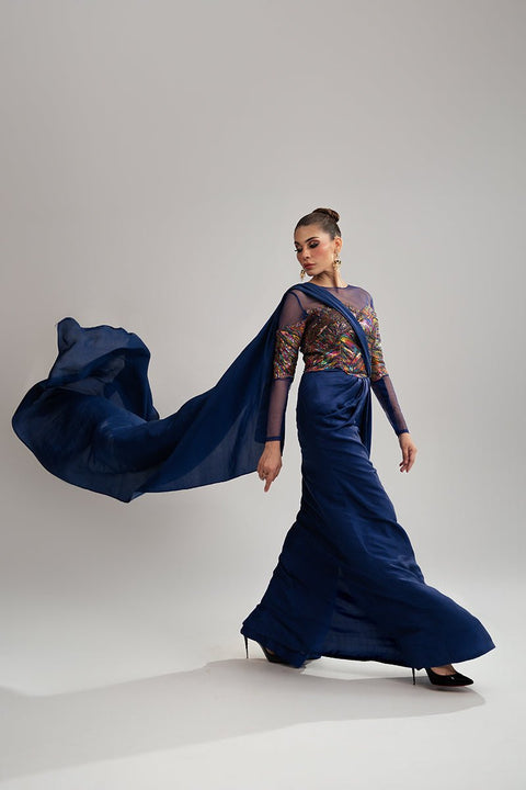 Fahad Hussayn E-Storepk Icon with Amna Babar Blue / Silk / Western AVILA