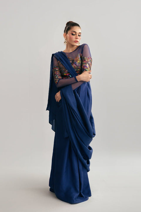 Fahad Hussayn E-Storepk Icon with Amna Babar Blue / Silk / Western AVILA