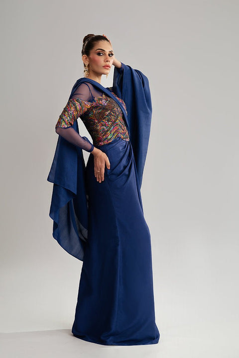 Fahad Hussayn E-Storepk Icon with Amna Babar Blue / Silk / Western AVILA