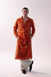 Fahad Hussayn E-Storepk Kurta Rust Printed / Lawn Gaba Kurta