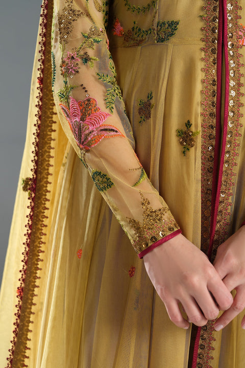 Fahad Hussayn E-Storepk Stitched Standard / Lime Yellow / Lawn / Net CASERO