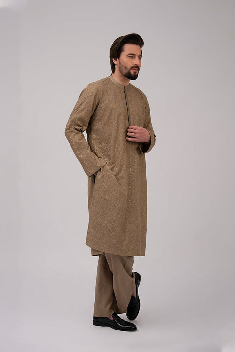 Fahad Hussayn E-Storepk Unstitched/Stitched Standard / Soil Brown / Cotton Arash