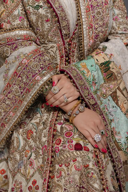 Fahad Hussayn Unstitched IVORY DHOLPUR